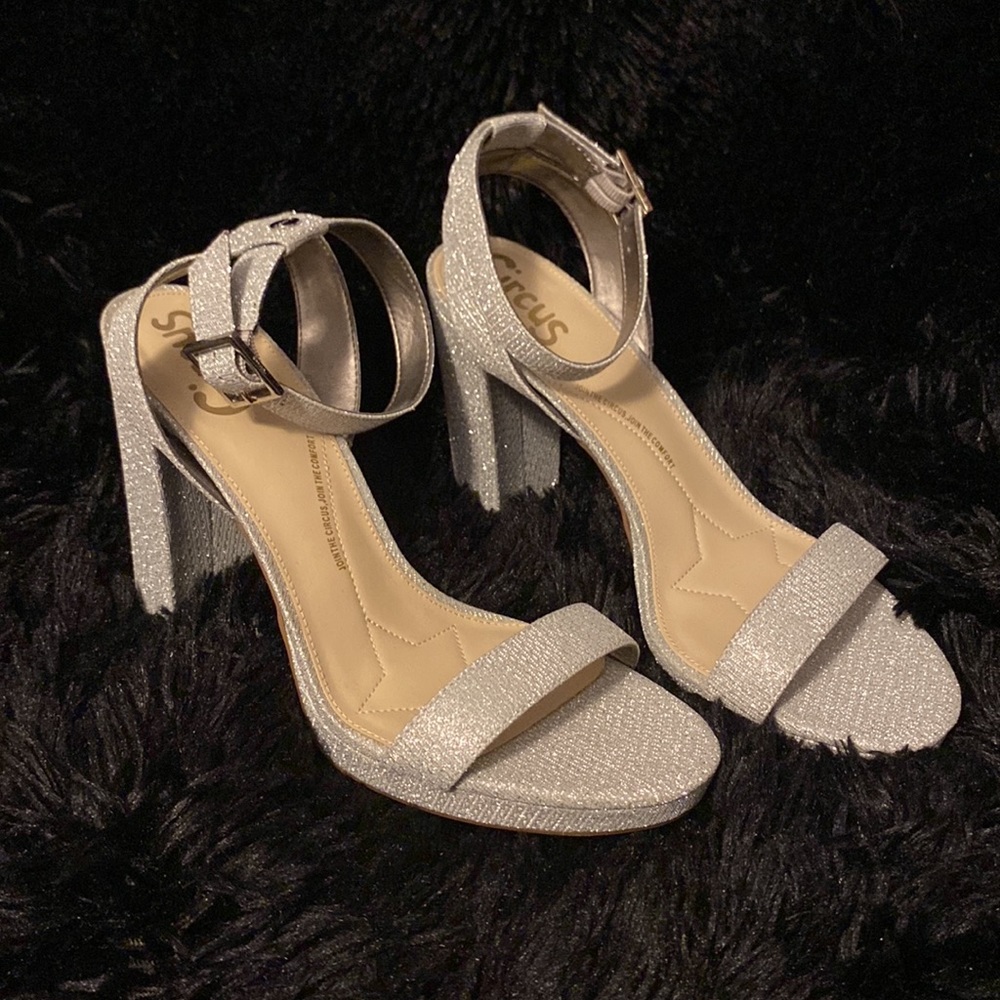 Silver chunky heel